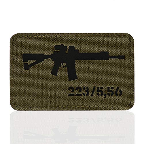 M-Tac AR-15 Tactical Morale Patch Lazer Cut Hakenverschlüsse, Black/Ranger Green von M-Tac