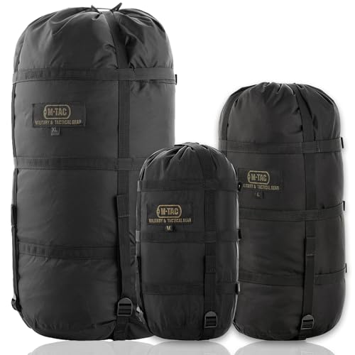 m-tac Nylon Militär-Kompressionssack – Stuff Bag Reisen, Camping, Wandern, Rucksackreisen, XL, schwarz, X-Large von M-Tac