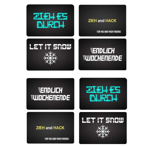 „LET IT Snow“ oder „ZIEH ES DURCH“ oder „ENDLICH Wochenende“ Karte im Carbon Lock im EC-Karten/Personalausweis Format für ihre Brieftasche Schnupfset Sniff Snuff Bullet (Mixed Order, 8er Pack) von M&M Smartek