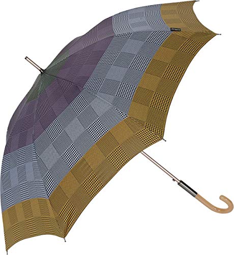 Regenschirm Stockschirm Damen Automatiköffnung Rundhakengriff Houndstooth Hahnentritt-Muster Mehrfarbig von M & P