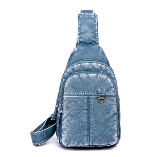 Gewaschene Leder -Brusttasche für Frauen Schlinge Handtasche lässiger Tagespack Kleiner Rucksack von M.lemo925