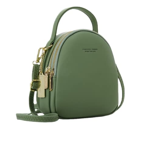 Leder-Rucksack für Damen, Umhängetasche, kleine Größe, Tagesrucksack, lässiger Wanderrucksack, Handtasche, Grün von M.lemo925