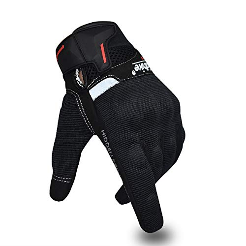 Sommer Motorradhandschuhe für Herren Damen Touchscreen Motorrad Reithandschuhe Motorrad Powersports Racing Handschuhe (Schwarz, Large) von MADBIKE RACING EQUIPMENT