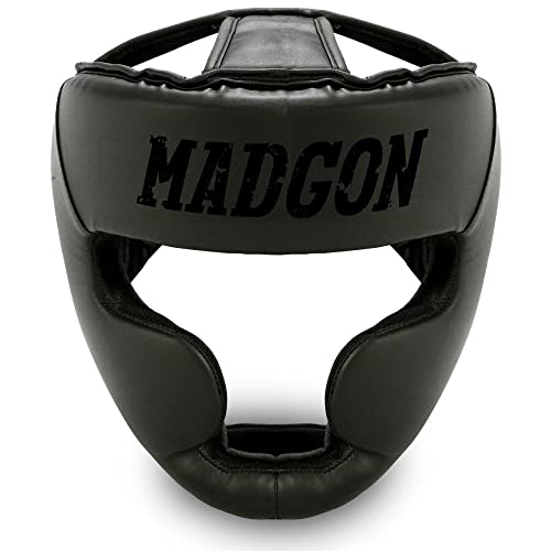 MADGON Premium Kopfschutz, Boxhelm mit Perfekter Sicht und maximalem Schutz, Gesichtsschutz für Kampfsport, MMA, Boxen, Kickboxen & Sparring von MADGON