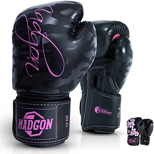 MADGON Premium Boxhandschuhe Damen - Frauen Kickboxhandschuhe für Kampfsport, MMA, Sparring, Muay Thai, Boxen - 14oz von MADGON