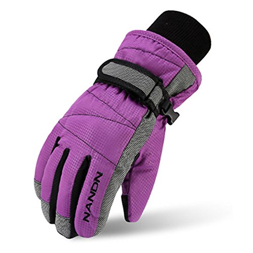MAGARROW Jungen Winter-warme windundurchlässige Outdoor Sports Handschuhe klein Violett, Medium (Fit Kids 8-10 Years Old) lila von MAGARROW