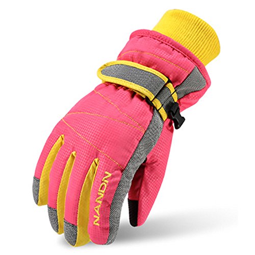 MAGARROW Kinder Winter Warm Winddicht Outdoor Sport Handschuhe für Jungen Mädchen - Pink - Medium (8-10 Jahre) Rosa von MAGARROW