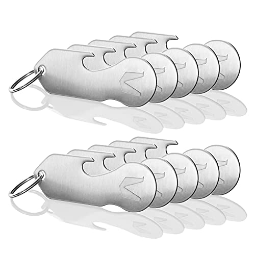 MAGATI Einkaufswagenlöser Schlüsselanhänger abziehbar multifunktional aus Edelstahl mit Schlüsselfundservice und Profiltiefenmesser 10er Set von MAGATI