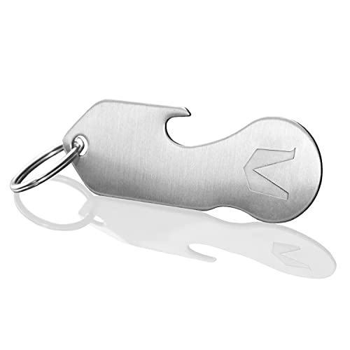 MAGATI Einkaufswagenlöser Schlüsselanhänger abziehbar multifunktional aus Edelstahl mit Schlüsselfundservice und Profiltiefenmesser 1er Set von MAGATI