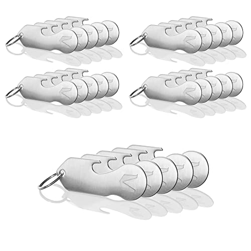 MAGATI Einkaufswagenlöser Schlüsselanhänger abziehbar multifunktional aus Edelstahl mit Schlüsselfundservice und Profiltiefenmesser 25er Set von MAGATI