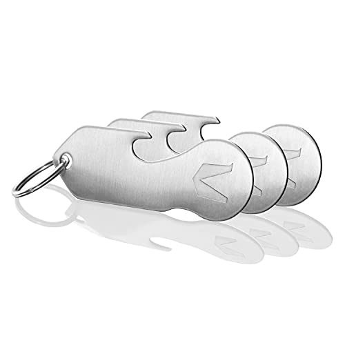 MAGATI Einkaufswagenlöser Schlüsselanhänger abziehbar multifunktional aus Edelstahl mit Schlüsselfundservice und Profiltiefenmesser 3er Set von MAGATI