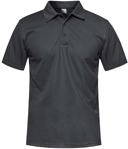 MAGCOMSEN Outdoorshirt Herren Golf Poloshirt Schnelltrocknend Polohemd Leicht Sommer T-Shirt Herren Wandern Camping Shirts Atmungsaktiv Freizeit Casual Oberteile Grau M von MAGCOMSEN