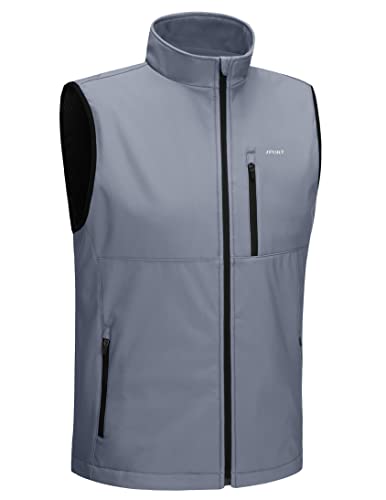 MAGCOMSEN Herren Sommer Outdoorweste Softshell Wasserdicht Wanderweste Herren Atmungsaktiv Anglerweste mit Vielen Taschen Freizeit Ärmellos Jacke Hellgrau M von MAGCOMSEN