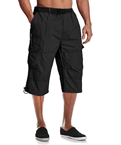 MAGCOMSEN Kurze Hose Herren Outdoor Freizeitshort Sommer Bermuda Short Atmungsaktiv Cargohose Dreiviertel Outdoorhosen, Schwarz, 33 von MAGCOMSEN