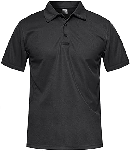 MAGCOMSEN Polo Shirt Herren Sportlich Golfshirt Atmungsaktiv Kurzarm Trainingsshirt Männer Sommer Polohemd Militär Armee T-Shirt mit Taschen Schwarz M von MAGCOMSEN