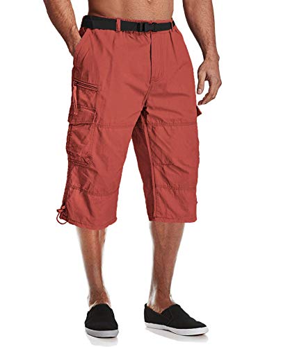 MAGCOMSEN Männer 3/4 Hosen Baumwolle Kurz Sommerhose Army Hose Herren Cargo Taschen Stoffhose Outdoor Leichte Arbeitshose Lässige Kurze Hose mit Multi Taschen Rot 38 von MAGCOMSEN