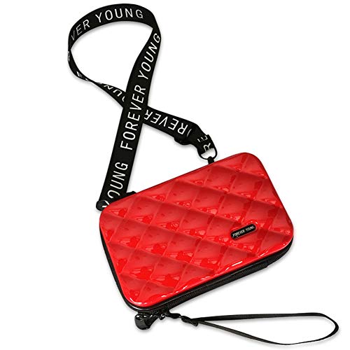 MAGIMODAC Mini Umhängetasche Handy Damen Klein Handytasche Geldbörse Crossbody Schultertasche Kofferform Handtasche (Karo-Rot) von MAGIMODAC