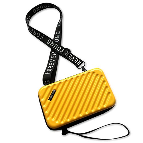MAGIMODAC Mini Umhängetasche Handy Damen Klein Handytasche Geldbörse Crossbody Schultertasche Kofferform Handtasche (Schräg-Gelb) von MAGIMODAC