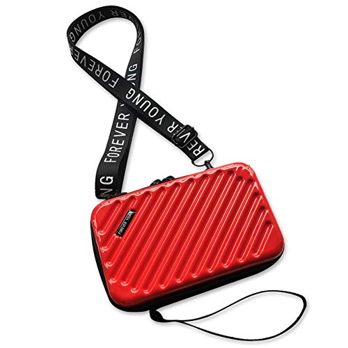 MAGIMODAC Mini Umhängetasche Handy Damen Klein Handytasche Geldbörse Crossbody Schultertasche Kofferform Handtasche (Schräg-Rot) von MAGIMODAC