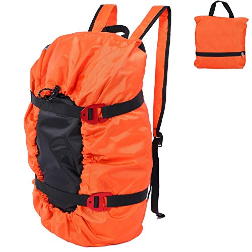 MAGT Kletterseil Rucksack, Bergsteigerausrüstung Tasche Oxford-Stoff Bergsteigen Eisklettern Sicherheitsseil Rucksack mit Seil-Matte for Outdoor-Camping-Wandern (Farbe : Orange) von MAGT