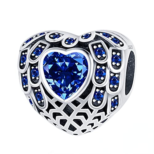 MAITONGG 925 Sterling Silber Charms Perlen Herzförmiger Blauer Zirkon Charm Fit Pandora Armband Armreif Für Frauen Geburtstag Modeschmuck Geschenk von MAITONGG