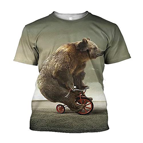 MAITONGG Einzigartiges T-Shirt Männer Männer 3D Gedrucktes Bären-T-Shirt Neuheit Kurzarm Bekleidung Unisex Xs-7Xl von MAITONGG
