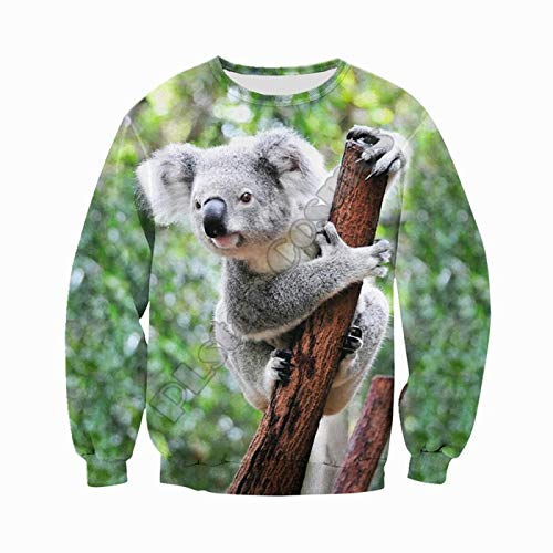 MAITONGG Herren Zip Hoodies Pullover Für Männer 3D Printed Cute Animal Koala Hoodie Und Sweatshirt Harajuku Fashion Herren Hoodies Unisex Casual Jacket Pullover von MAITONGG