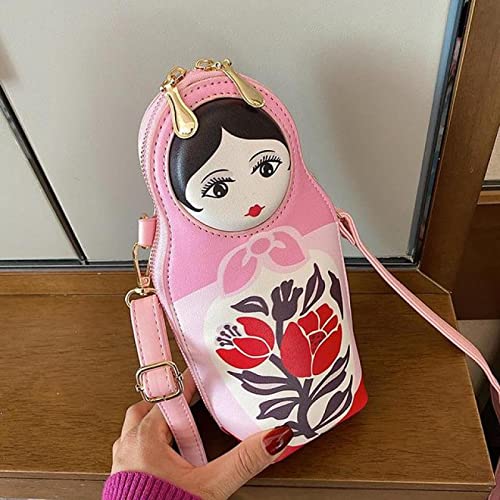 MAITONGG Matroschka-Drucktasche Frauen Kreative Umhängetaschen Damenmode Umhängetaschen Telefon Geldbörsen Tasche Mini-Lippenstifttasche von MAITONGG