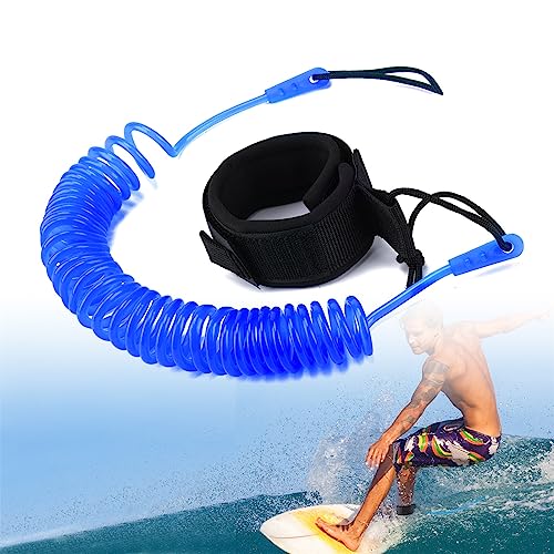 MAJOYLIFE 10 ft Surf Leash,Einziehbare SUP Surfboard Leash,Surfbrett Safety Sicherheitsfußseil for Stand Up Paddle Board (Blau) von MAJOYLIFE