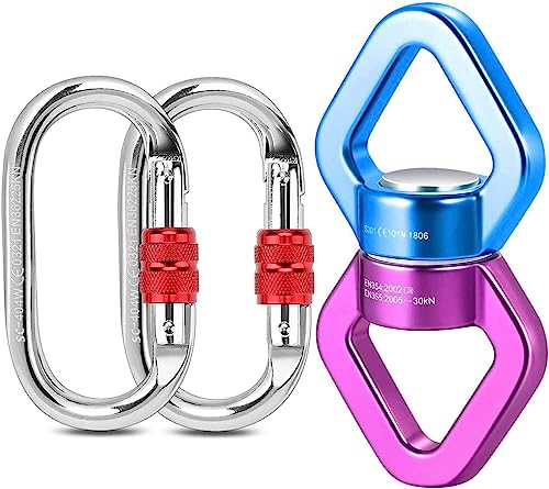 MALAYAS 30 KN Karabiner, 2 WIN2BUY D-Form Starke Karabiner Aluminiumlegierung Auto Selbstverschluss Locking Sicherungsclip Karabiner für Schlüsselanhänger D-Ring Outdoor Sport Wandern von MALAYAS