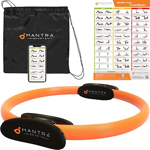 MANTRA SPORTS Pilates Ring Circle Beckenboden Trainer Damen, Magic Fitness Ring Oberschenkeltrainer Trainingsgerät und Innenschenkel Trainer für Zuhause, Sport Ringe Training Set mit Poster & Tasche von MANTRA SPORTS