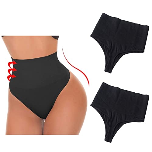 MAOAEAD Frauen Bauchformer, sexy hohe Taille, Shapewear Tanga-Unterhose, nahtlos, Hüftlift-Slips (2 Stück, schwarz, S) von MAOAEAD