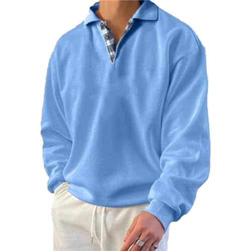 MAOAEAD Gentleman Ocean Casual Tops Herren Crewneck Sweatshirts Loose Fit Langarm Sport Golf Poloshirt Tops, hellblau, 58 von MAOAEAD