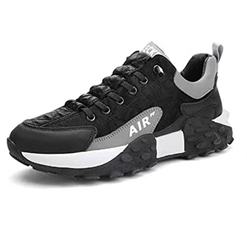 MAOAEAD Herren Trainer Casual Air Cushion Schuhe, Atmungsaktive Leder Tennisschuhe Bequem Weiche Sohle Fitness Sport Laufschuhe (Black,43) von MAOAEAD