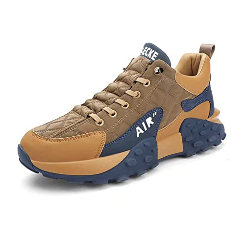 MAOAEAD Herren Trainer Casual Air Cushion Schuhe, Atmungsaktive Leder Tennisschuhe Bequem Weiche Sohle Fitness Sport Laufschuhe (Khaki,40) von MAOAEAD