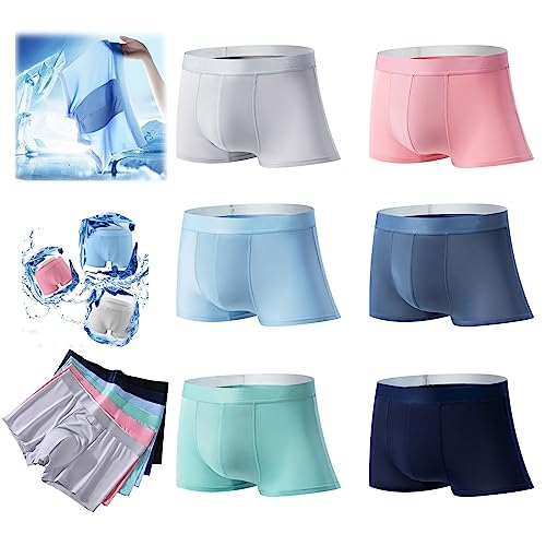 MAOAEAD Ice Silk Non-Marking Men's Panties, Mens Ice Silk Underwear Seamless Cool Breathable Soft Ultra-Thin Boxer Briefs (3 Pack Random,2XL(60-70kg)) von MAOAEAD