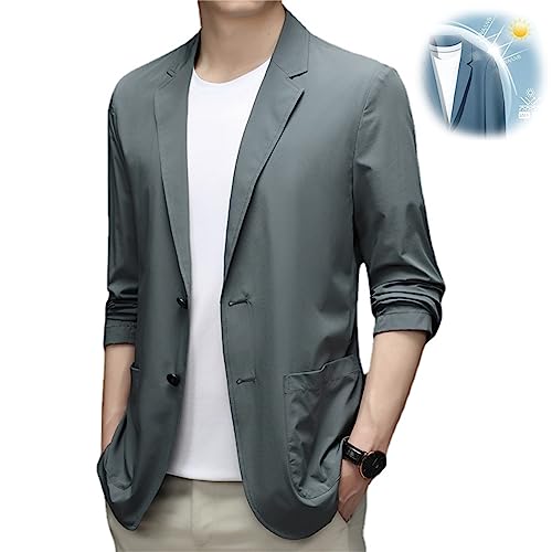MAOAEAD Men's Summer Lightweight Suit Jacket, Summer Sunscreen Blazer for Men Casual Slim Fit Sport Coat Jackets (4XL(95-105kg),Dark Grey) von MAOAEAD