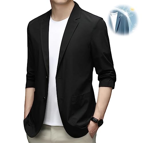 MAOAEAD Men's Summer Lightweight Suit Jacket, Summer Sunscreen Blazer for Men Casual Slim Fit Sport Coat Jackets (6XL(115-125kg),Black) von MAOAEAD