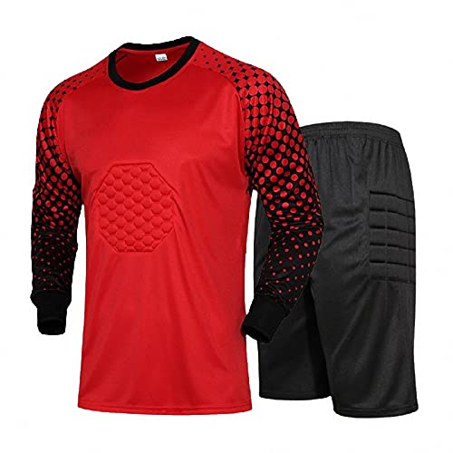 MAOTN Fußball Torwart Trikots für Herren Set，langärmeliges Torwart-Shirt mit schaumstoffpolsterschutz,Red1,160 von MAOTN
