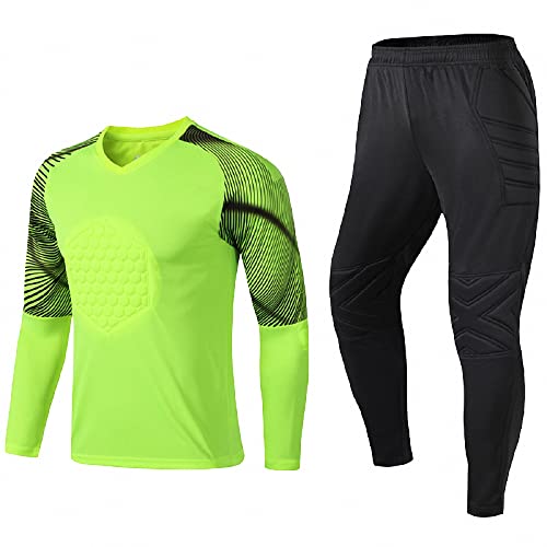 MAOTN Herren und Damen Torwart Goal Trikot mit Langen ärmeln für Erwachsene, fußball-torwarthosen-Sporthose mit schwammpolsterung,Green1,4XL von MAOTN