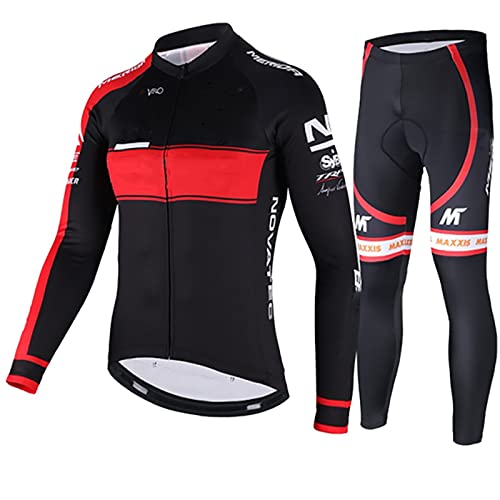 MAOTN Outdoor radtrikot Anzug,Herren Langarm Mountainbike radanzug, wattierte Radhose,frühling, Herbst und Winter Warmer,atmungsaktiver und schnell trocknender Fahrradtrikot,Red2,S von MAOTN