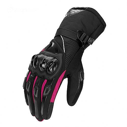 MAOTN wasserdichte und warme Winter-Motorradhandschuhe für Herren, rutschfeste und verschleißfeste Outdoor-Reithandschuhe mit schützender Hartschale, Mountain Rennhandschuhe,Pink,M von MAOTN