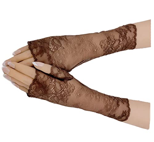 MAOZIm Halbfinger Sonnenschutz Kurze Handschuhe Damen Fingerlos Dünn Sommer Spitze Anti-Ultraviolett Fahrhandschuhe von MAOZIm