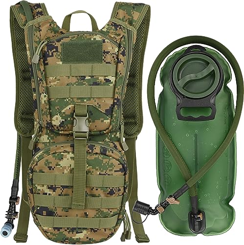 MARCHWAY Tactical Molle Hydration Pack Backpack with 3L TPU Water Bladder, Military Daypack for Cycling, Hiking, Running, Climbing, Hunting, Biking (Digital Woodland) von MARCHWAY