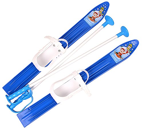 MARMAT SKI Skier Kinder BINDUNG + Stöcken Kinder-SKI Kunststoff 5 Farben 60 cm (Blau) von MARMAT
