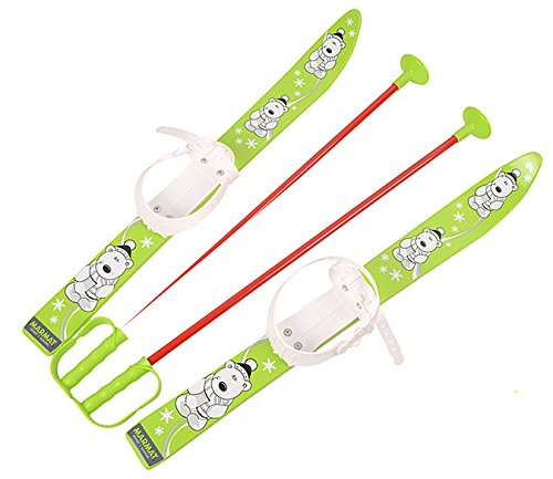 MARMAT SKI Skier Kinder BINDUNG + Stöcken Kinder-SKI Kunststoff 6 Farben 65 cm (Grün) von MARMAT