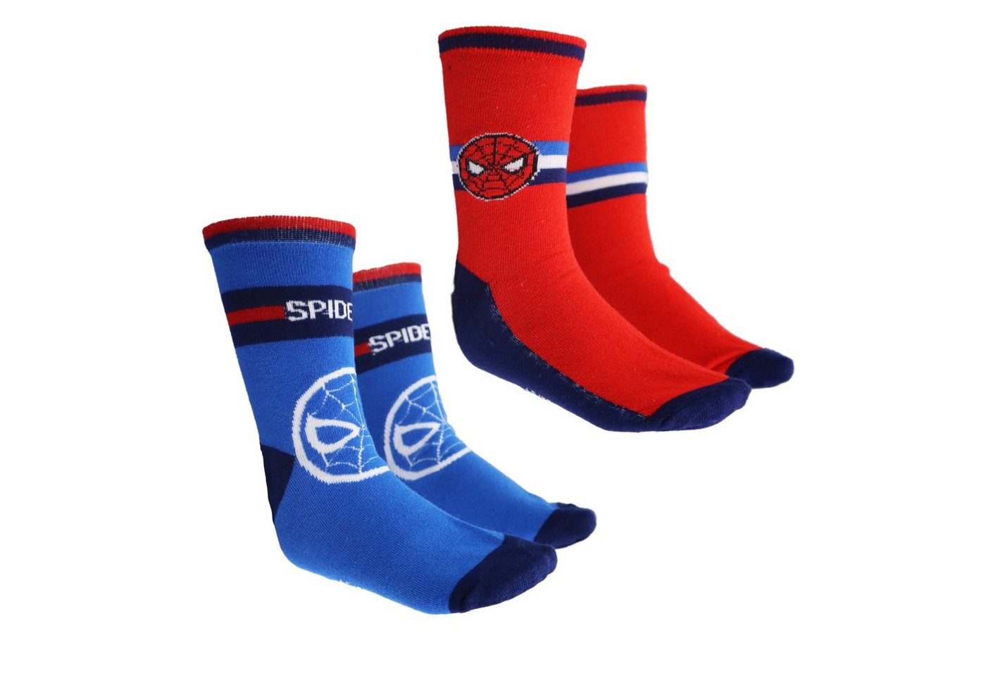 MARVEL Langsocken Spiderman lange Kinder Socken 2er Pack Gr. 23 bis 34 Rot Blau von MARVEL