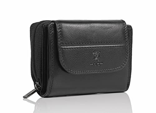 MATADOR® Echt Leder Geldbörse Damen Portemonnaie für Frauen TüV geprüfter RFID & NFC Schutz Geldtasche Wallet Black von MATADOR