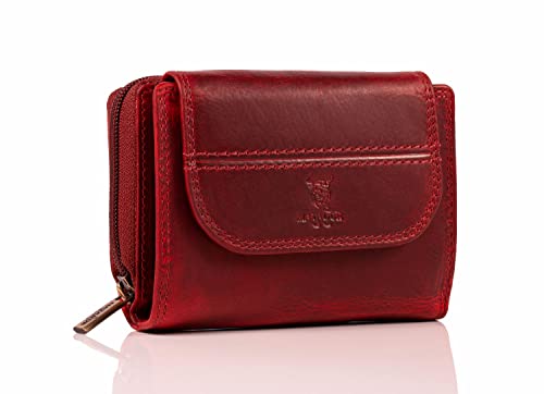 MATADOR® Echt Leder Geldbörse Damen Portemonnaie für Frauen TüV geprüfter RFID & NFC Schutz Geldtasche Wallet RED von MATADOR