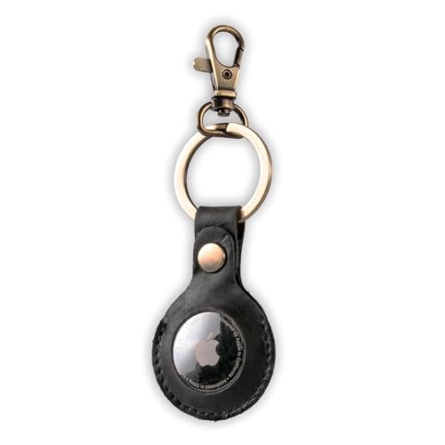 MATADOR AirTag Schlüsselanhänger mit Schlüsselring und Karabinerhaken aus echtem Leder Schwarz von MATADOR